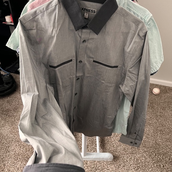 Express Long Sleeve Button Up - Size Medium - Gray - Picture 1 of 3